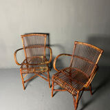 Pair of rattan armchairs 1930