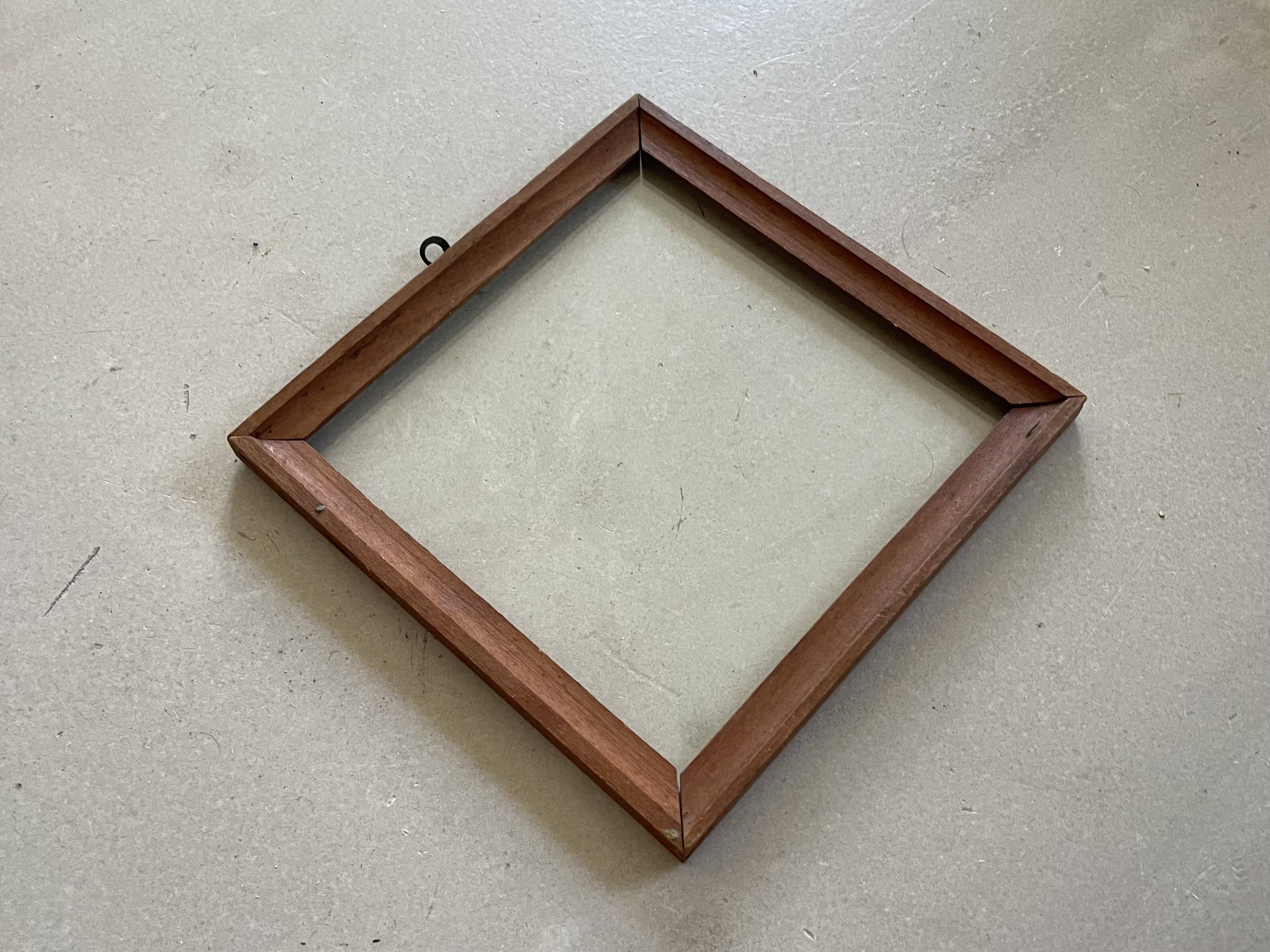 Small old square wooden frame 14x14cm