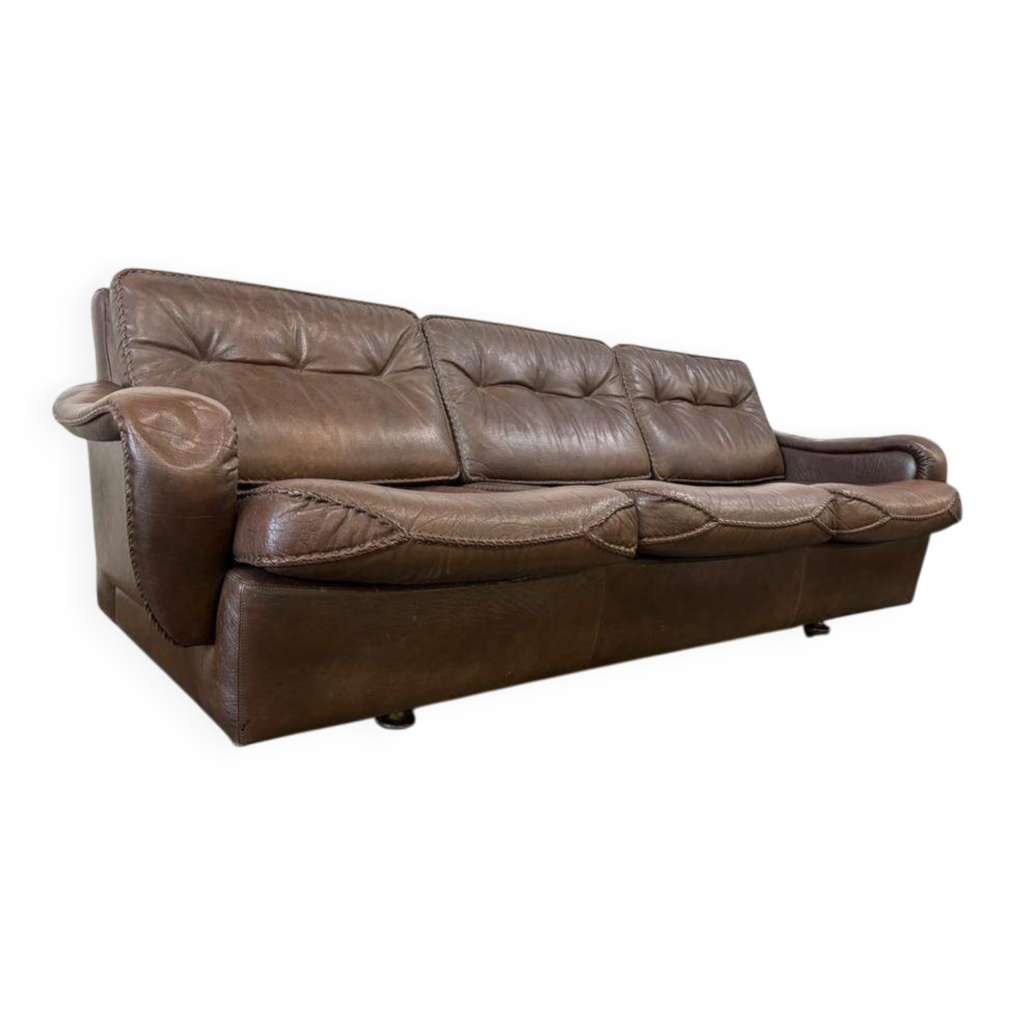 Vintage Danish leather canapé 'Madsen & Schubell' in brown