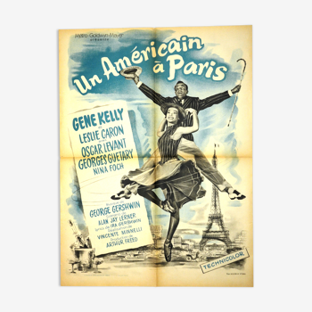 Affiche originale cinéma " Un Américain à Paris " 1951 Gene Kelly