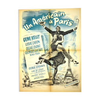 Affiche originale cinéma " Un Américain à Paris " 1951 Gene Kelly