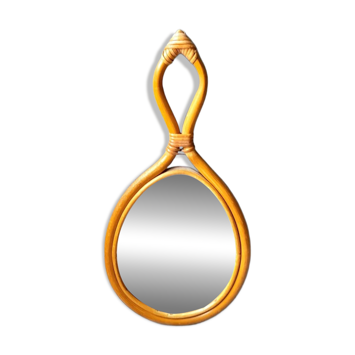 1960s rattan drop mirror