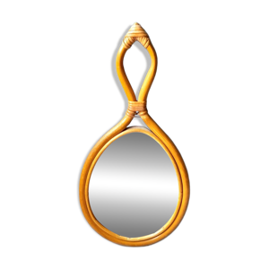 miroir goutte en rotin