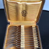 Service serving 12 small Art Deco forks made of silver metal Silver Apollo