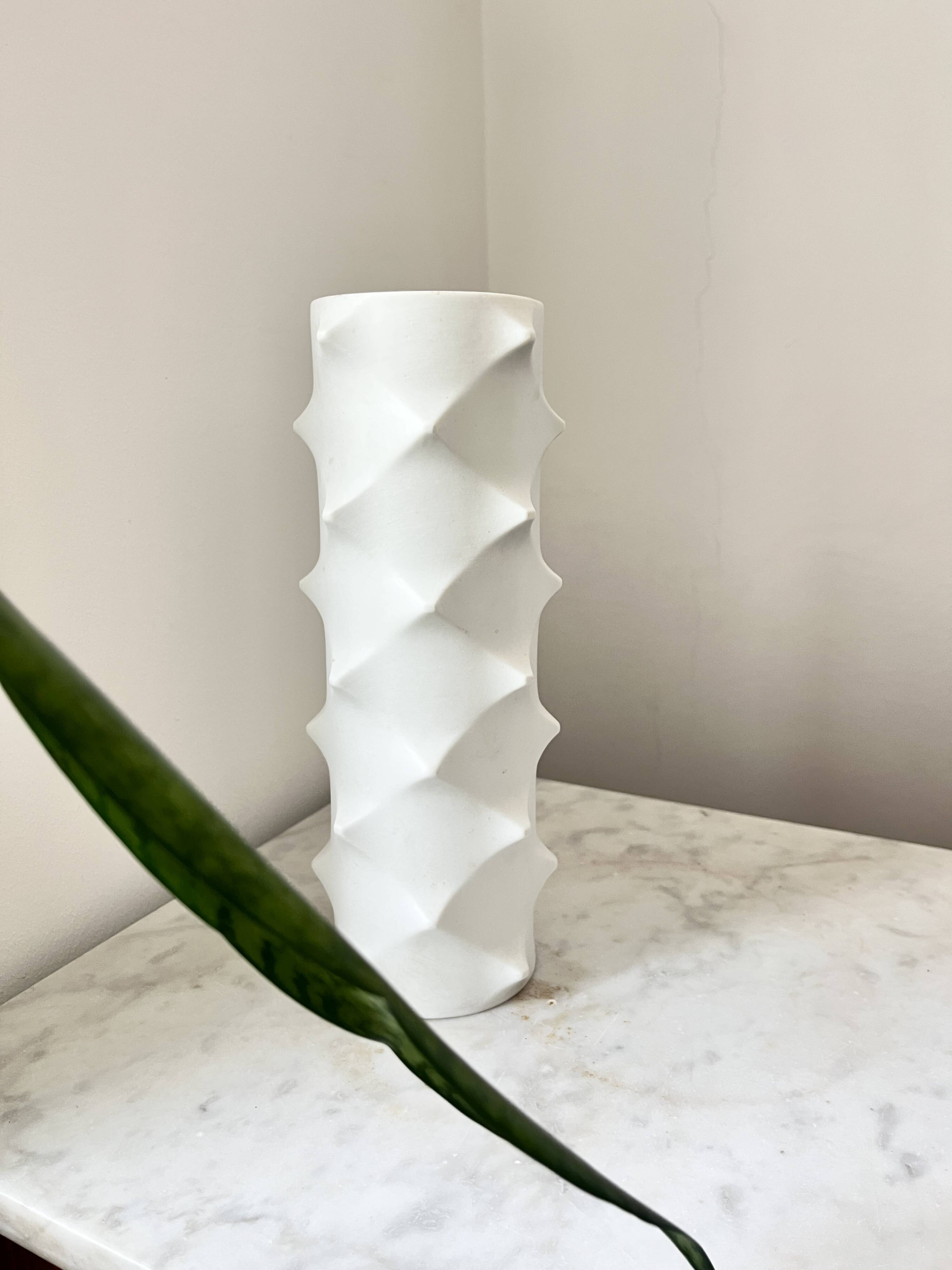 Vintage Bisque Porcelain Op Art Spike 501 Vase by Scherzer, Space Age 1970s
