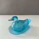 Art Deco glass duck, pressed glass turquoise, butter dish