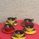 5 cups and 5 saucers signed Luc vallauris vintage