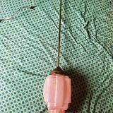 Art Deco pendant lamp in pink glass