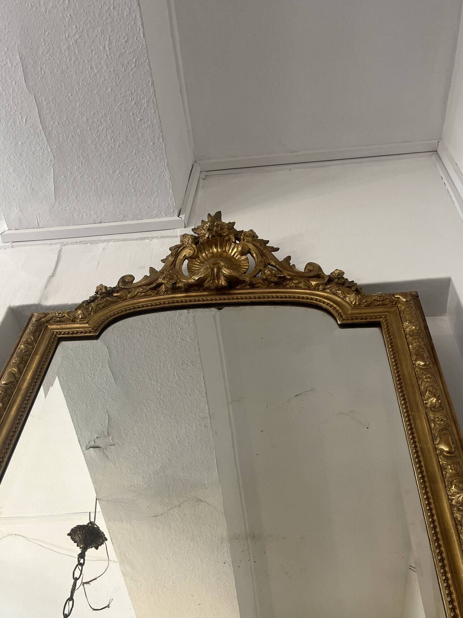 Antique mirror in wood and gilded stucco, Louis XV style, 19th century