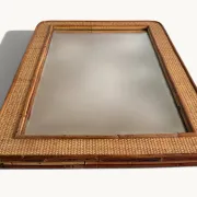 1970s Mid-Century Rattan and Pencil Reed Large Mirror, Spain