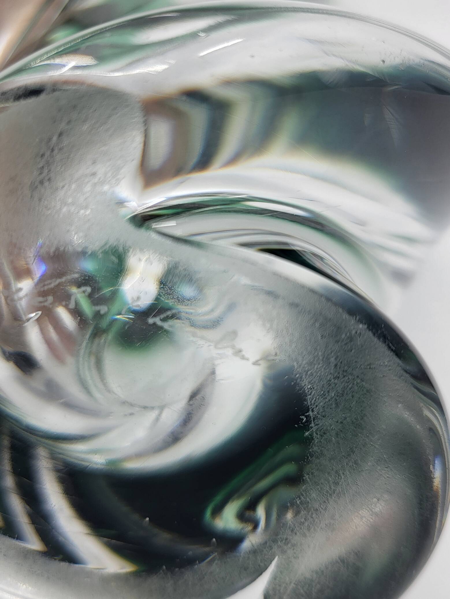 Vintage Val St Lambert green blown glass ovoid vase, Belgium