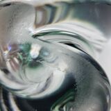 Vase vintage Val St Lambert en verre soufflé vert de forme ovoïde, Belgique