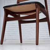 1960s, set of 4 reupholstered Danish dining chairs, design by Erik Buck.