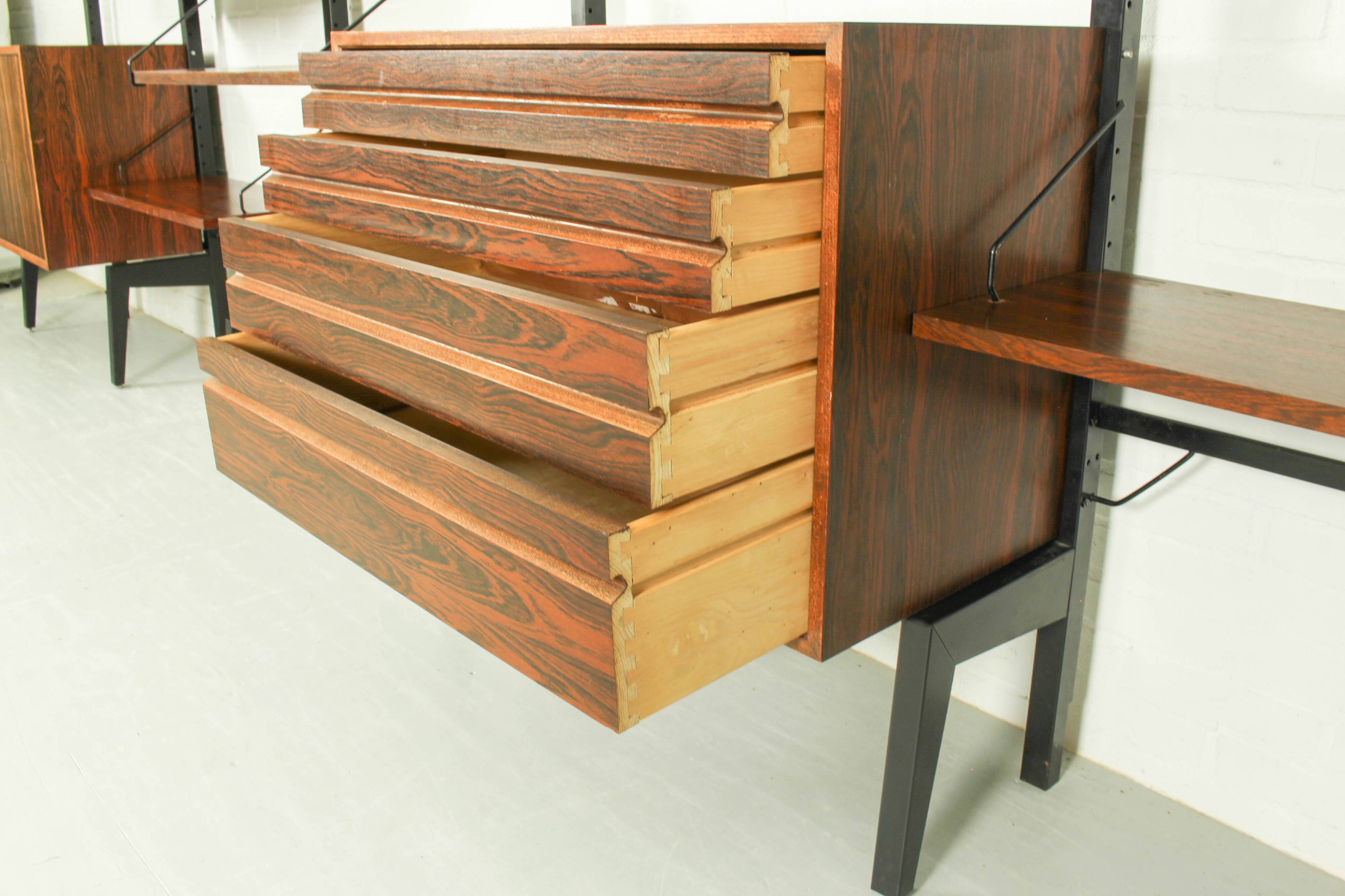 XL Danish Modular Teak Wall Unit in Rosewood by Poul Cadovius, 1960s