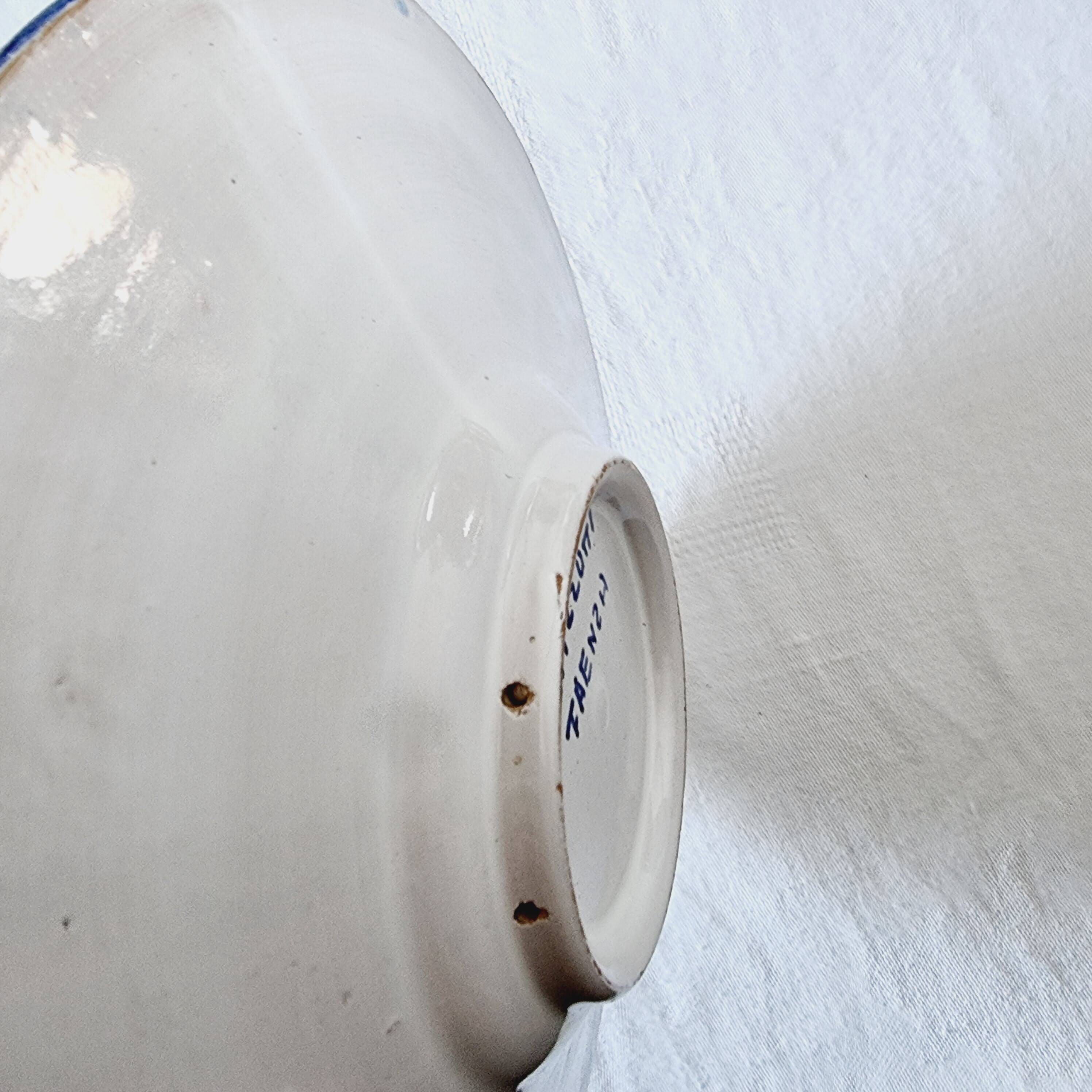 Antique Faenza soup plate made and hand painted in Italy and signed 1950s, p