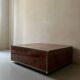 Square coffee table in metal and elm burl in the style of Willy Rizzo, 1970