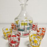 Service à liqueur digestif vintage 50 60  6 verres et 1 carafe