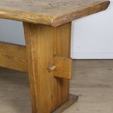 Brutalist solid wood dining table - 1950s/60s