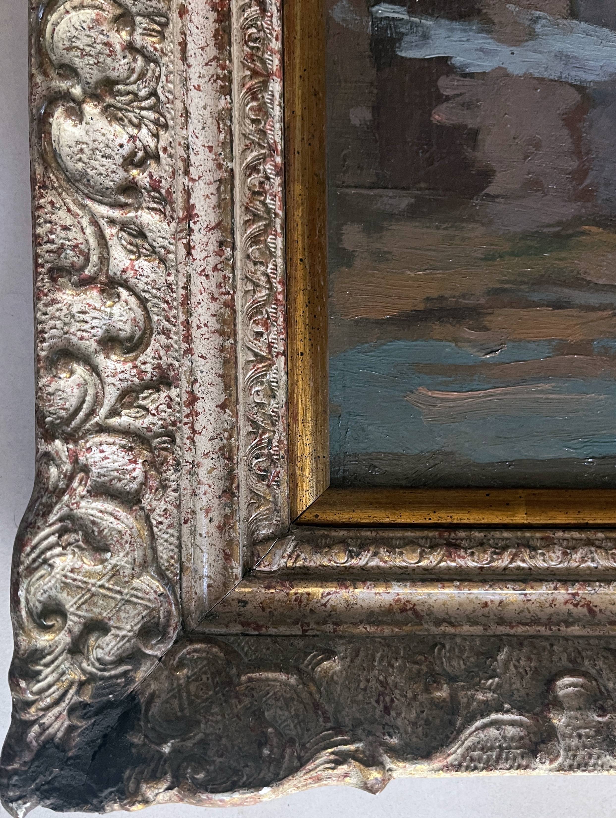 Painting hsp pierre mandonnet (1891-1970) "the mirror with birds - martigues