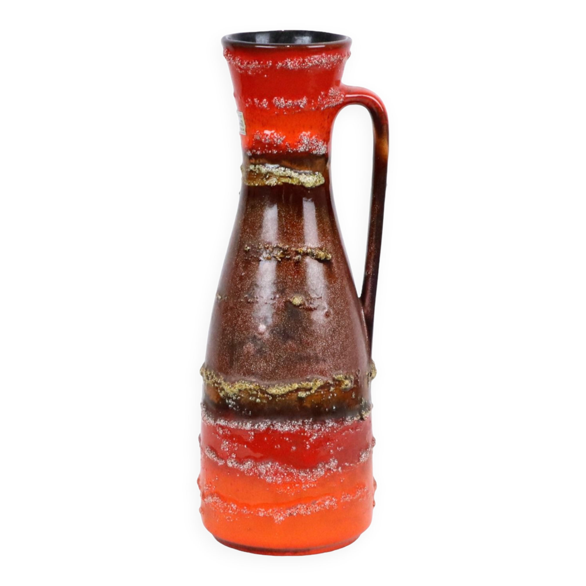 Fat lava vase Carstens west germany red orange drip glaze 6013-30