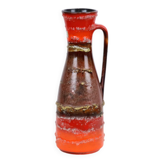 Fat lava vase Carstens west germany red orange drip glaze 6013-30