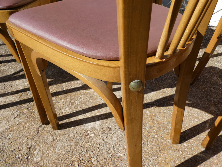 Set of 6 baumann bistro chairs N°12 skaï color "wine lees"