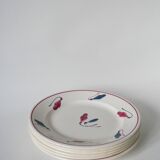 Set of 6 flat plates Givors model Perce-Neige 1950