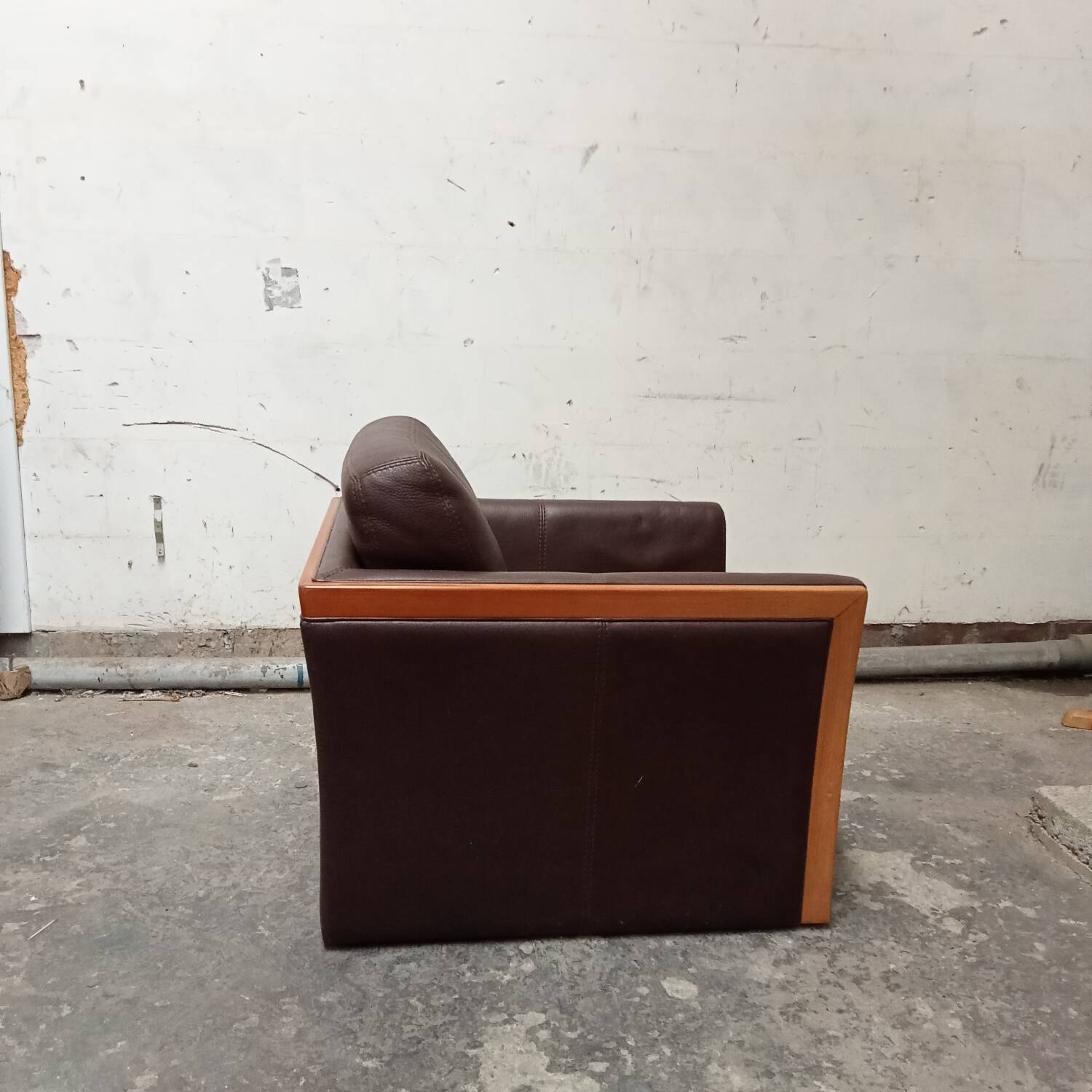 Wood and leather club chair