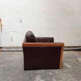 Wood and leather club chair