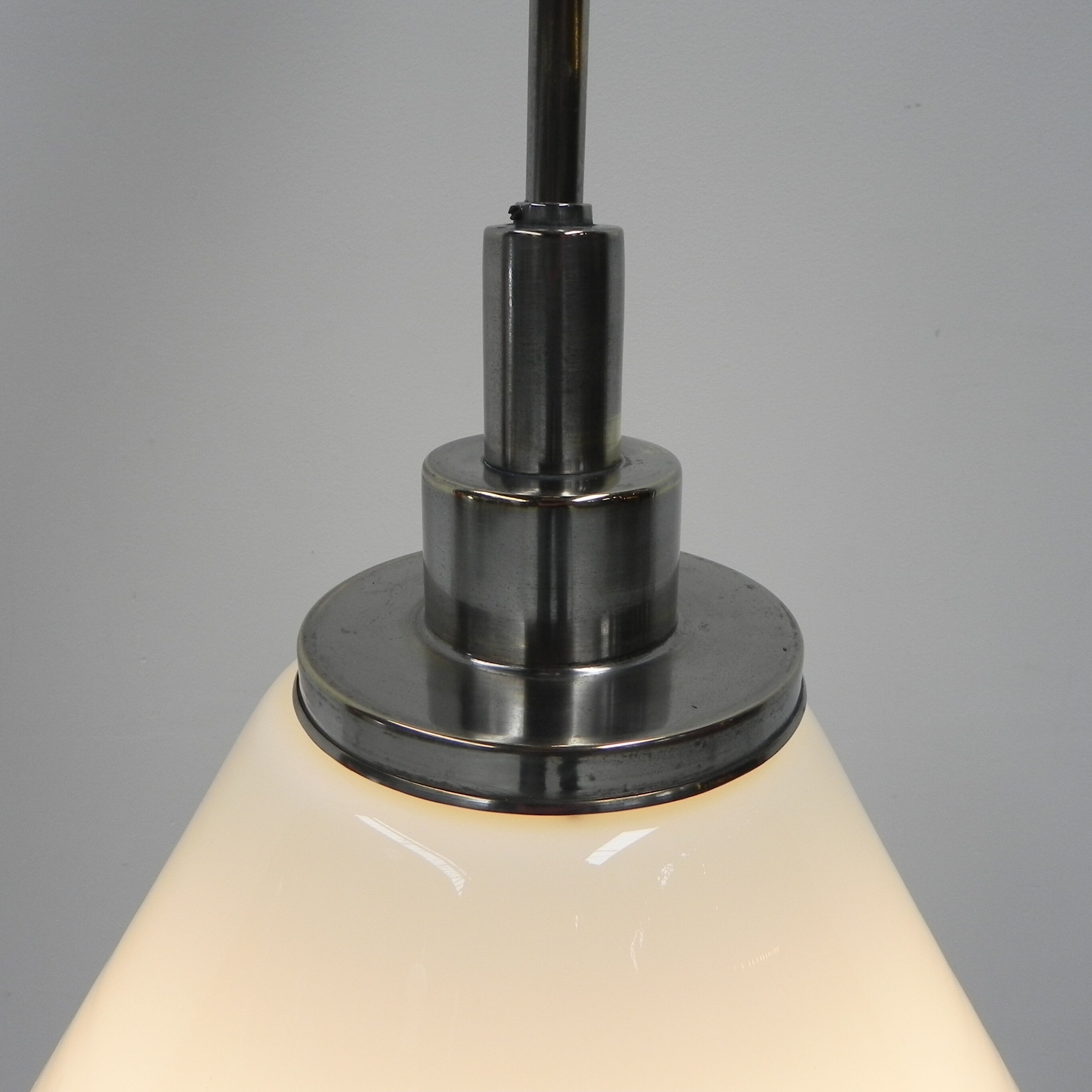 Art Deco school lamp with white glass shade