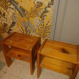 Bedside tables in solid wood pine color varnished honey