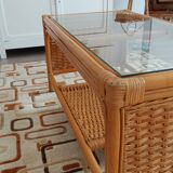 Braided rattan coffee table