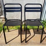 Set of 4 Tolix T2 chairs & vintage white table