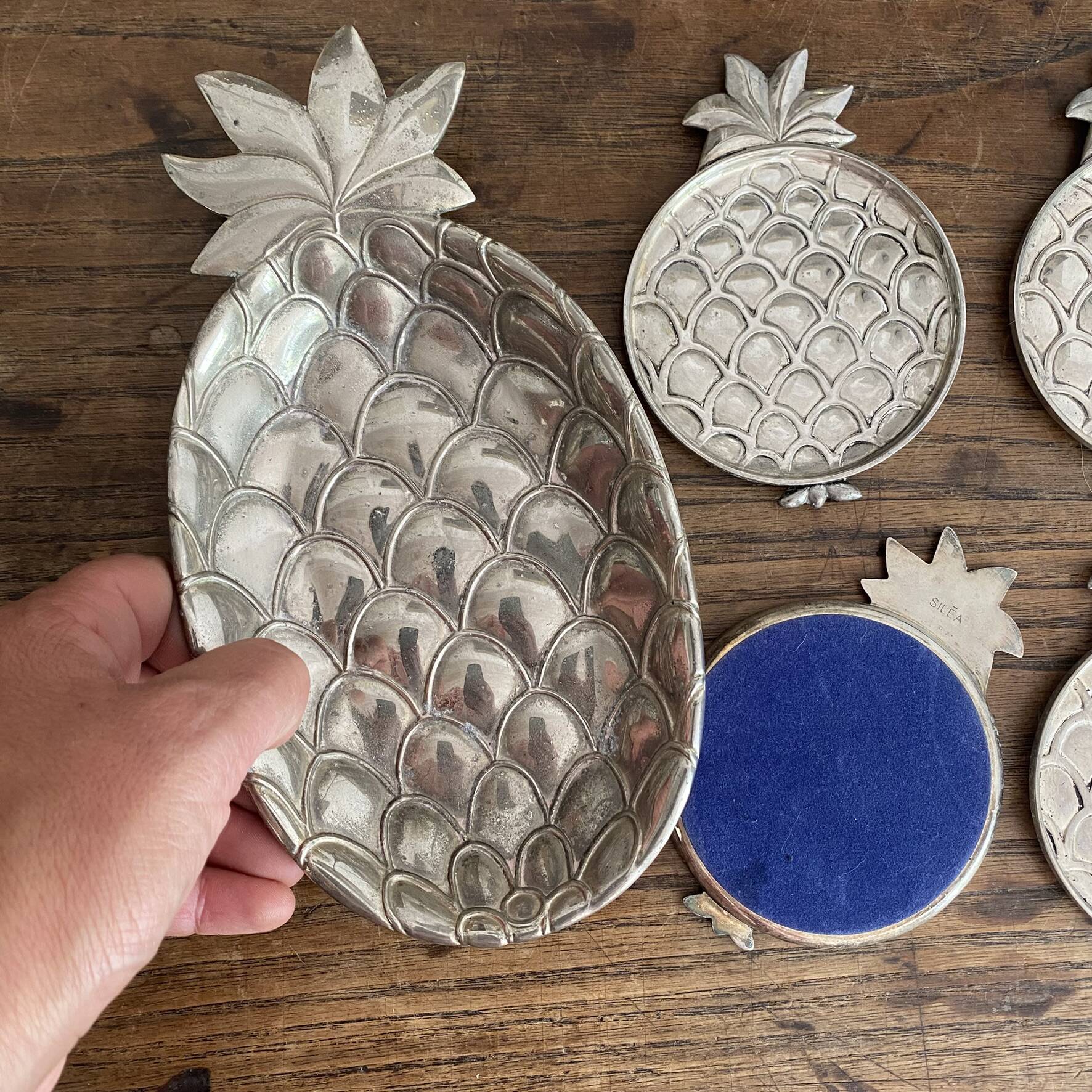 Set of pineapple coasters Silea silver-plated, 1970s