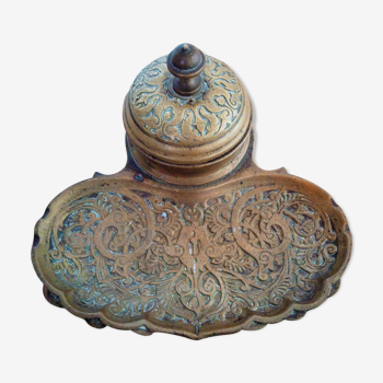 Old bronze inkwell