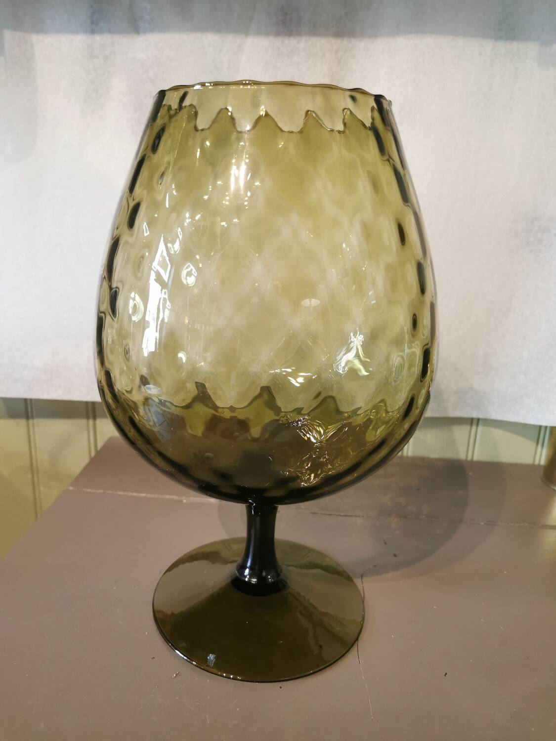 Vase tulipe vintage verre ambré