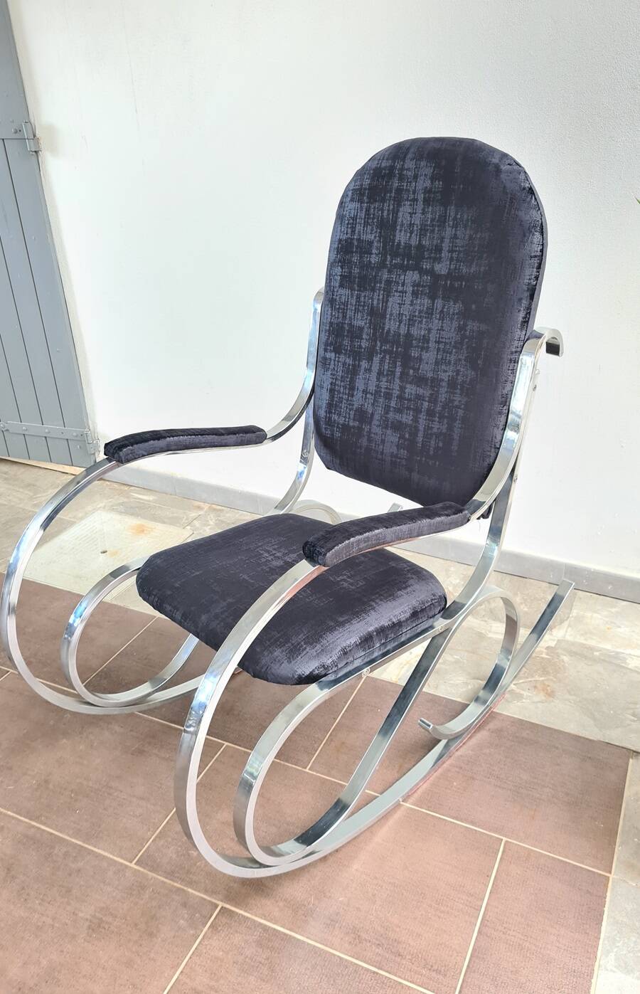 Italian Chrome Rocking Chairs