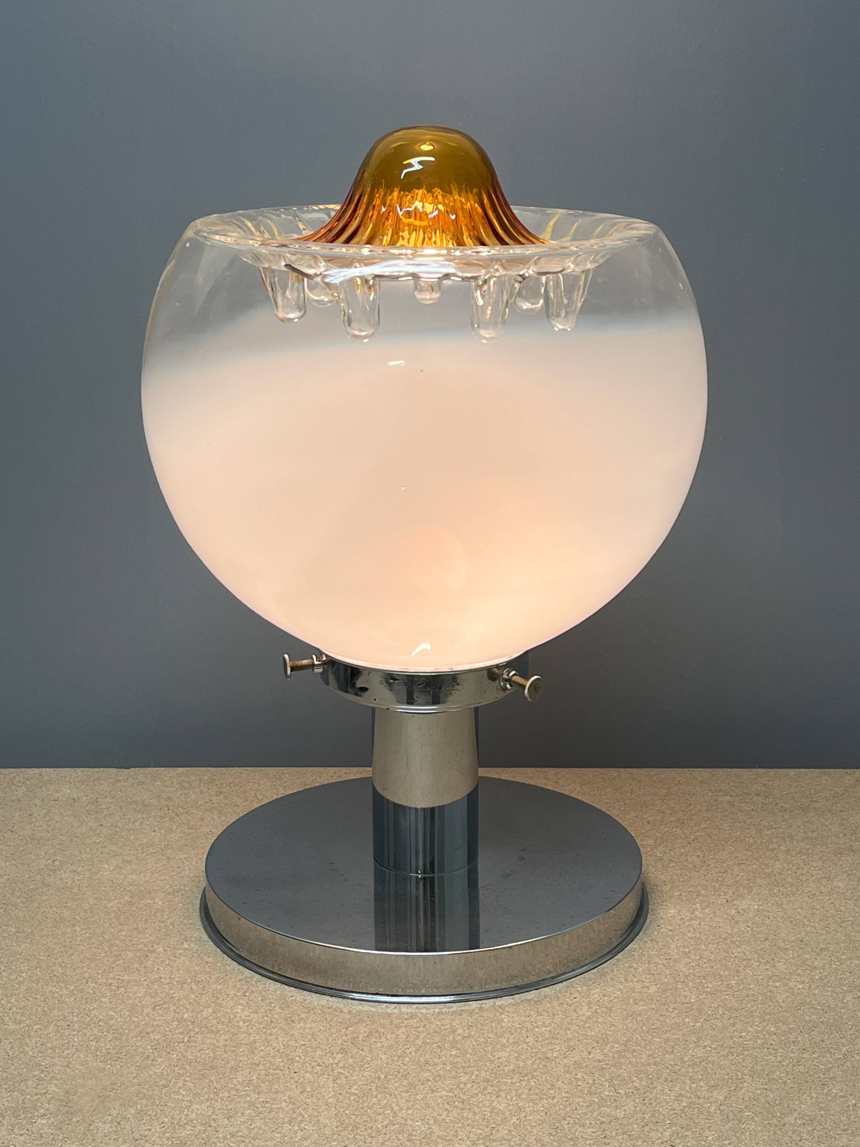 Table Lamp Mazzega, Toni Zuccheri opal glass