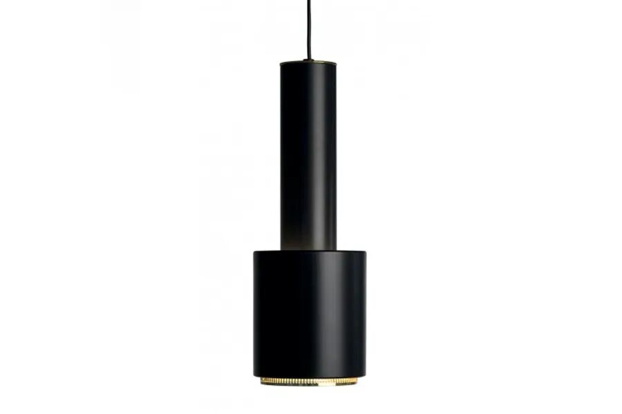 Alvar Aalto A110 Hand Grenade pendant lamp in black with brass