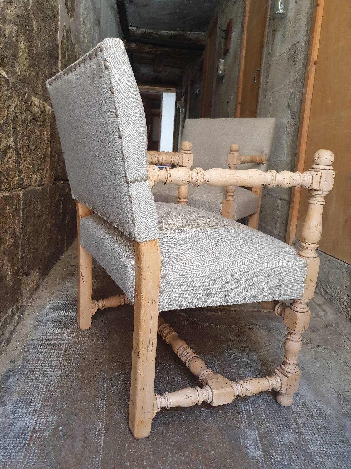 Pair of Louis XIII style armchairs