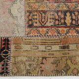 5x8 Handknotted Red Turkish Patchwork Rug, 242x173Cm