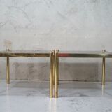 Ensemble de 3 tables basses en laiton minimalistes italiennes, années 1970