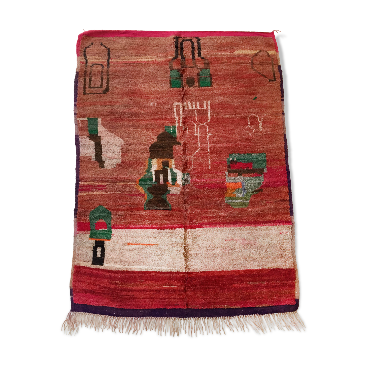 Moroccan Berber carpet red boujaad with colorful patterns 260x170cm