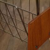 Scandinavian vintage magazine door in teak and metal 1960