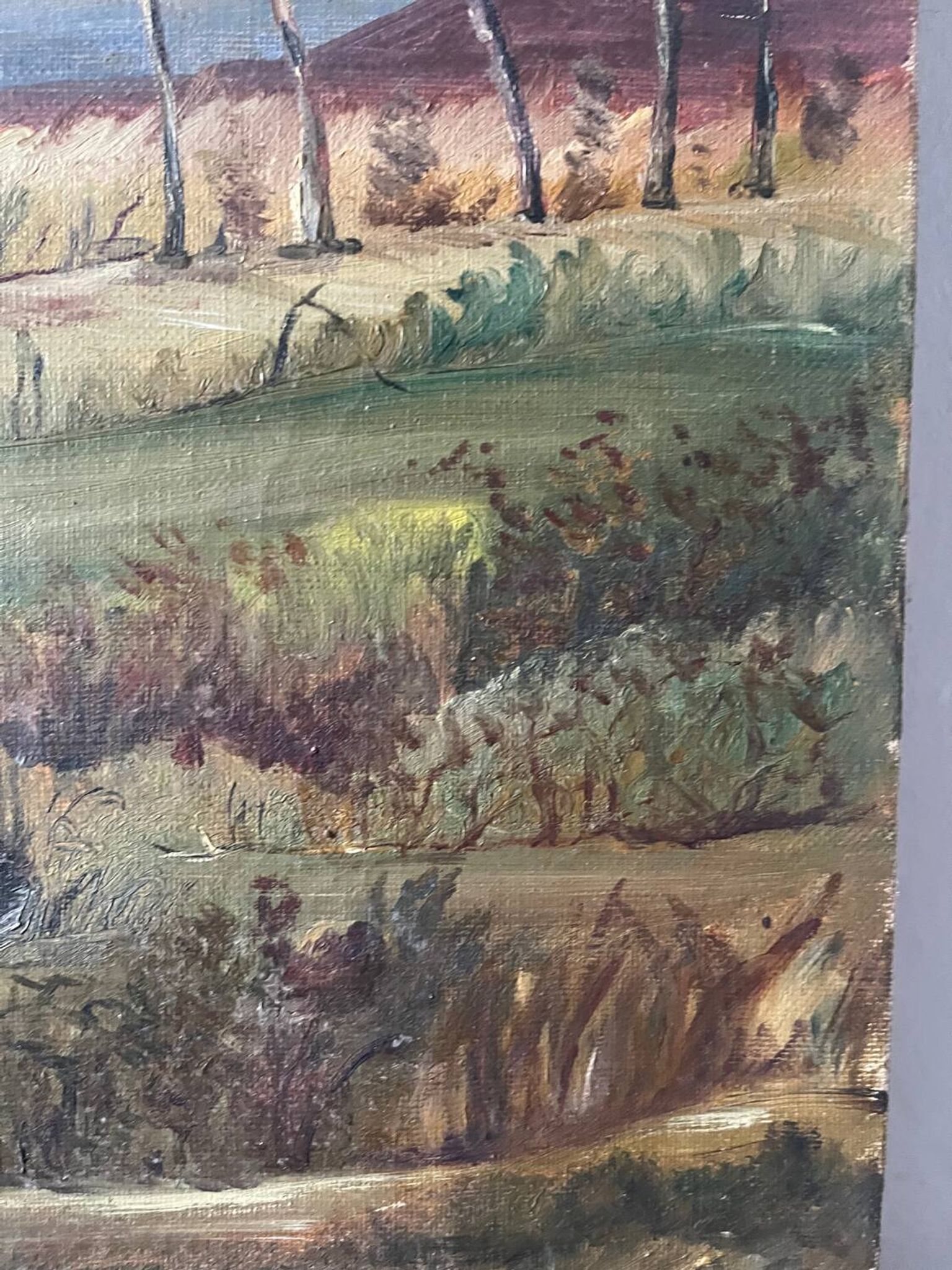 Paysage de printemps avec arbre, signé