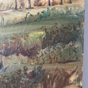 Paysage de printemps avec arbre, signé