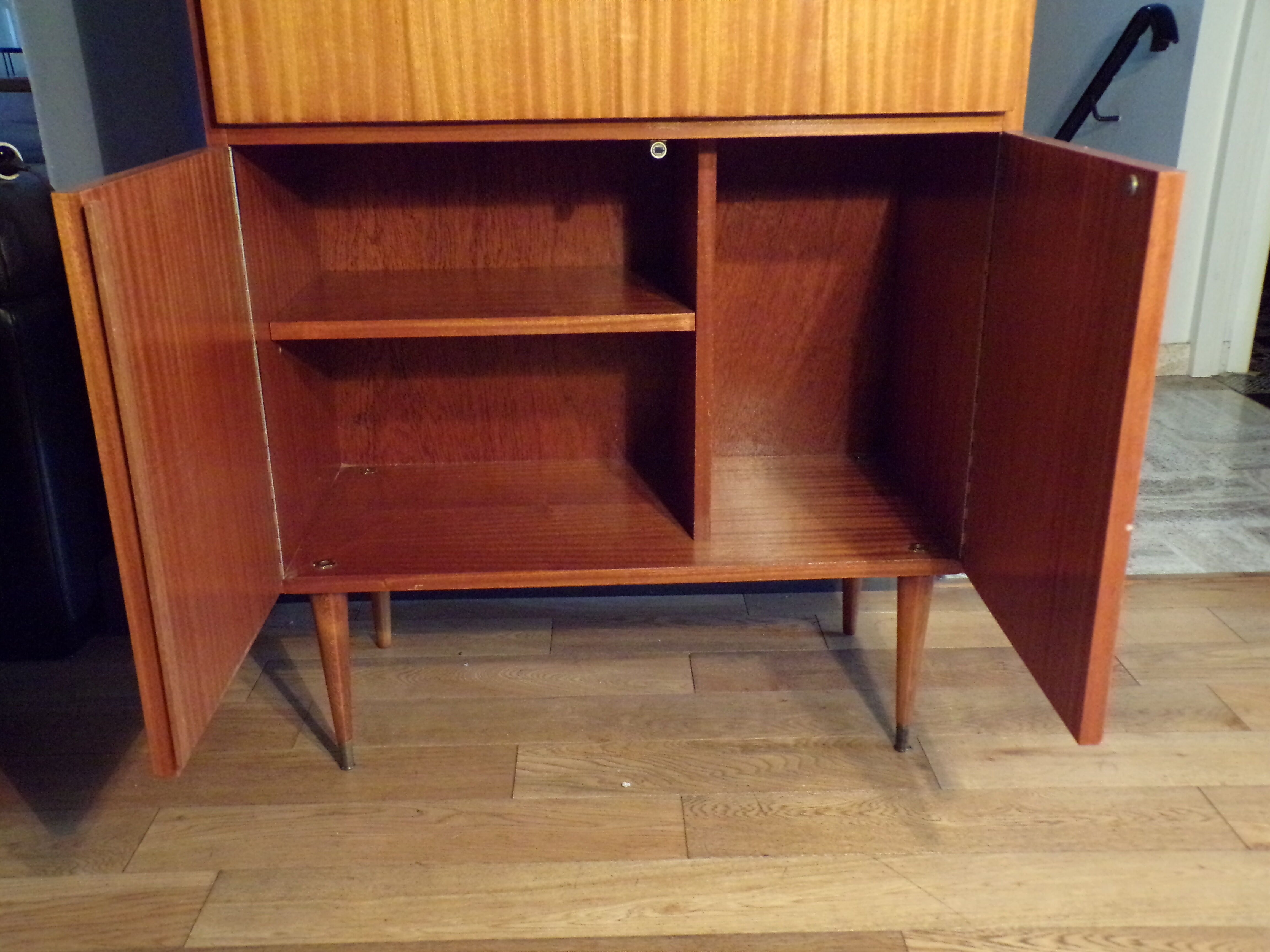 Vintage teak and leather secretary