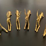6 brass antelope-shaped knife holders