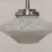 Art Deco glass suspension from Clichy, speckled white, France circa 1920.