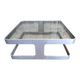 Table basse 1970 en verre fumé et aluminium